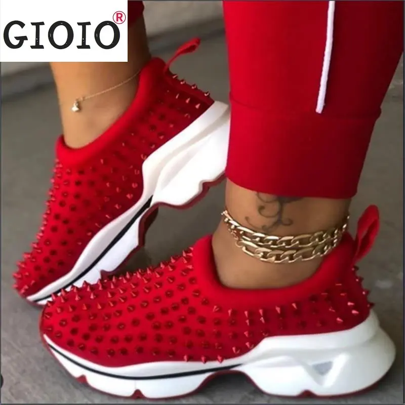 

Leopard Casual Shoes Rivet Platform Sneakers Women Vulcanized Woman Female Sports Shoes Female Platform Wedges Ladies Footwear
