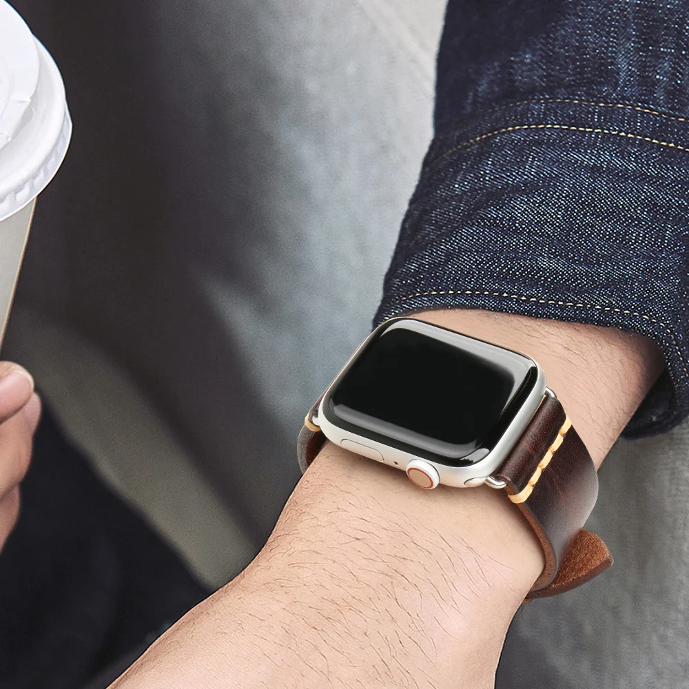 Handmade Italian Cow Leather Strap For Apple Watch 49mm 45mm 41mm 44mm 40mm 42mm 38mm Series 8 7 SE 6 5 4 3 2 iWatch Watchbands