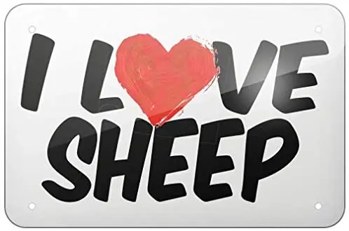 

Металлический знак с темными ветвями I Love Sheep, большой 8X12 дюймов