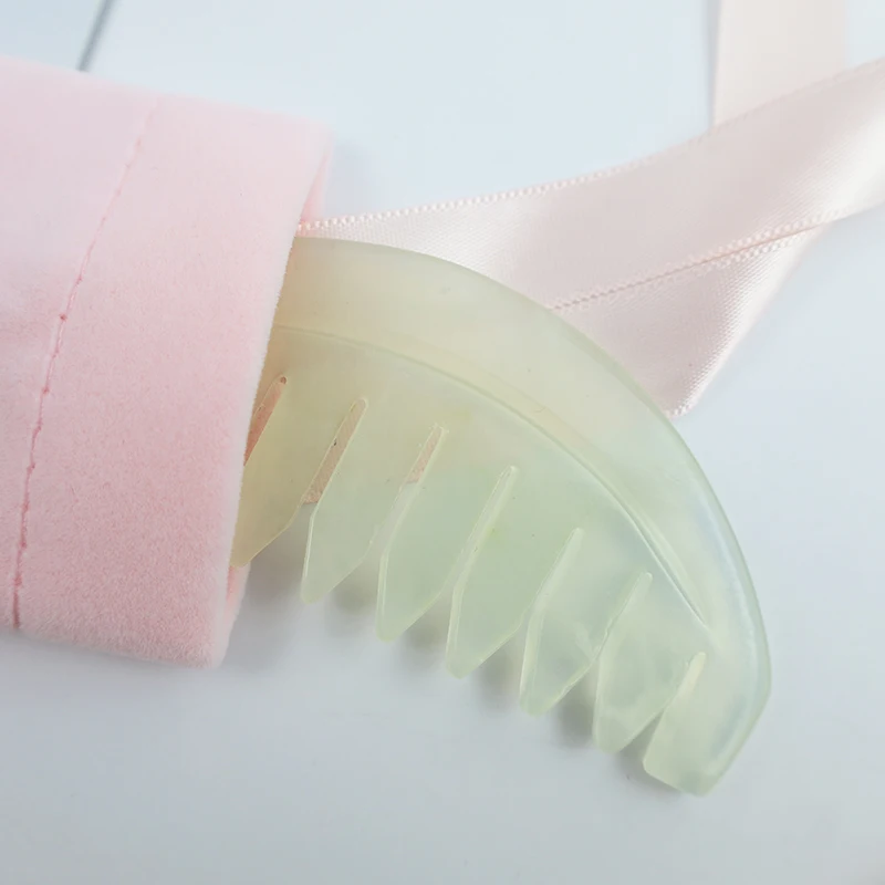 Расческа для волос Gua sha натуральный драгоценный Массажер кожи головы Нефритовая