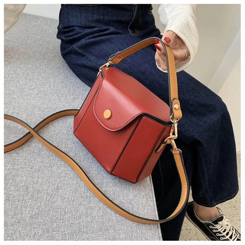 

Premium Sense Small Bag New 2021 Net Red Fashion Female Bag Western Style Hit Color Messenger Bag Single Shoulder Bucket Bag