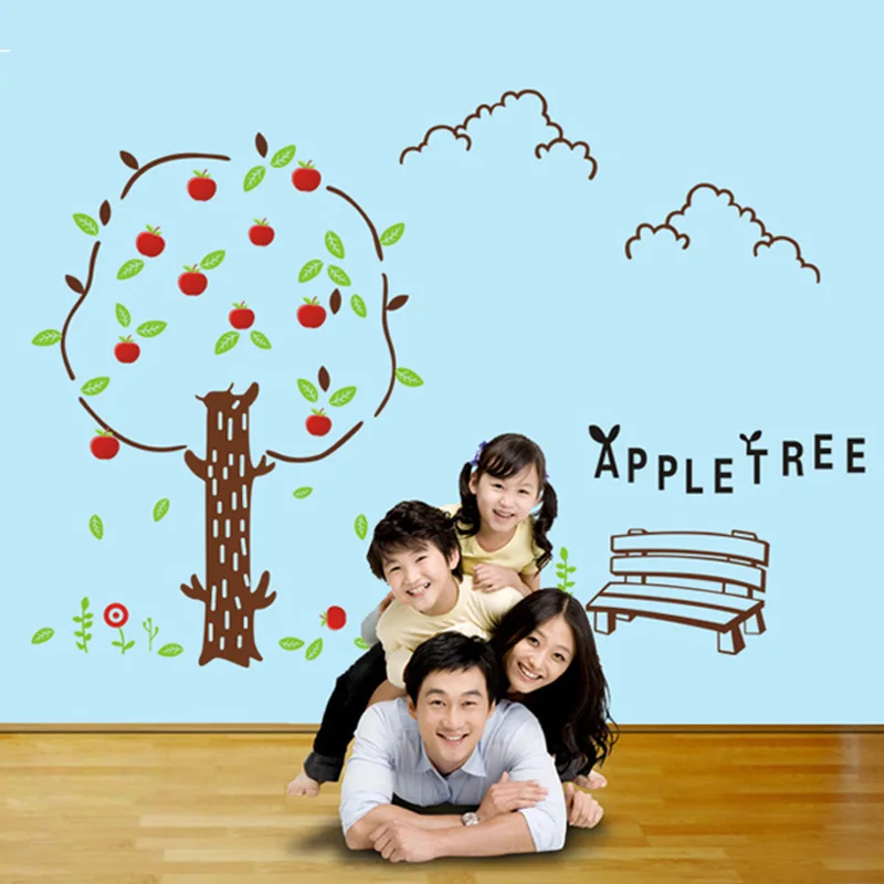 

Cute Apple tree Wall Sticker for kids baby room living room bedroom background decoration Mural Wallpaper nursery stickers