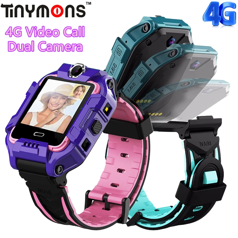 Детские Смарт часы с GPS 4G видеозвонки двойная камера детские телефоном кнопкой SOS