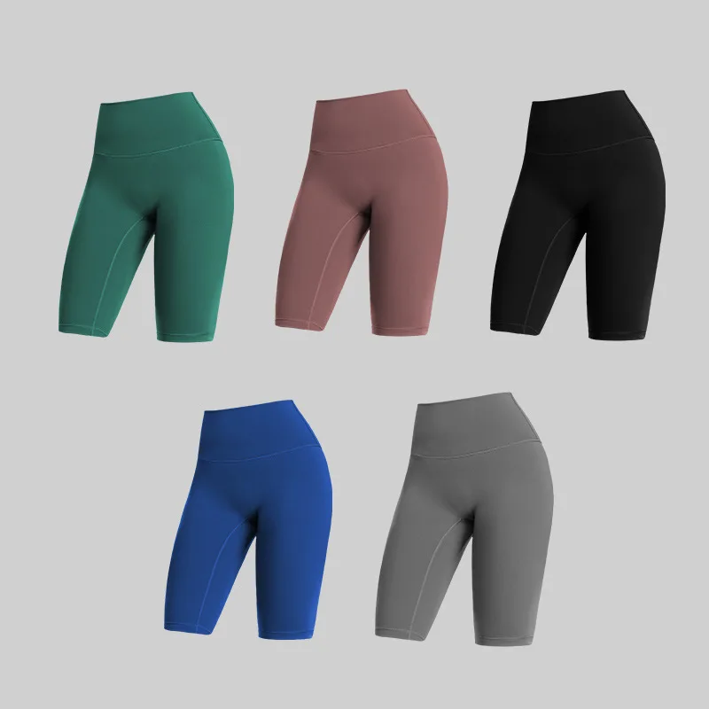 

Новое поступление 2020, женские телесные Пятиточечные персиковые спортивные облегающие шорты для фитнеса с завышенной талией без смущения, шорты для йоги