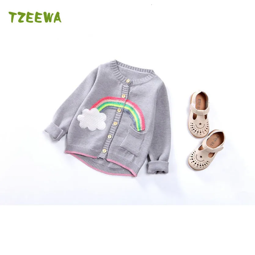 

2020 New Children Sweaters Rainbow Girls Sweater Cotton Knitwear Cardigan Winter Infant Sweater Kids Clothes Girls Coat