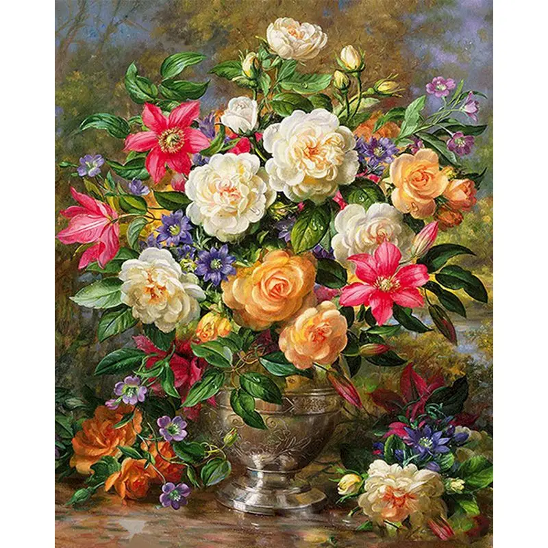 

SELILALI Beautiful Flower Paints By Numbers Kits Kids HandPainted Oil Painting For Home Decoration Acrylic Paint Coloring On Can
