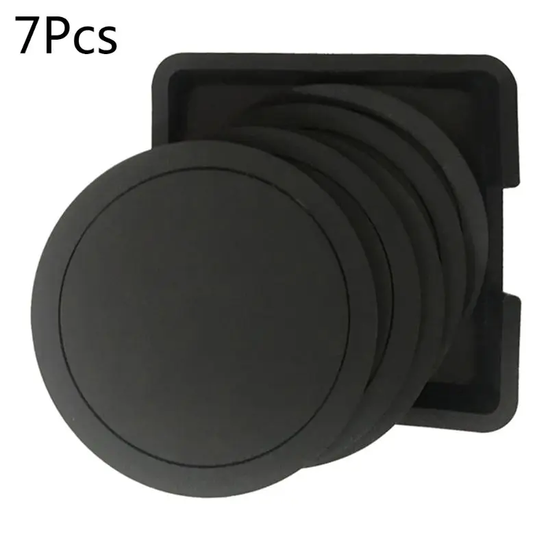 

7pcs Non-slip Table Coaster Set Heat Resistant Silicone Mat Drink Glass Black Coasters Kitchen Accessories Coffee Mug Placemat