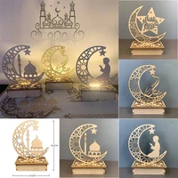 wooden plaque moon star ornament muslim decor crafts ramadan eid mubarak led suitable for muslim eid