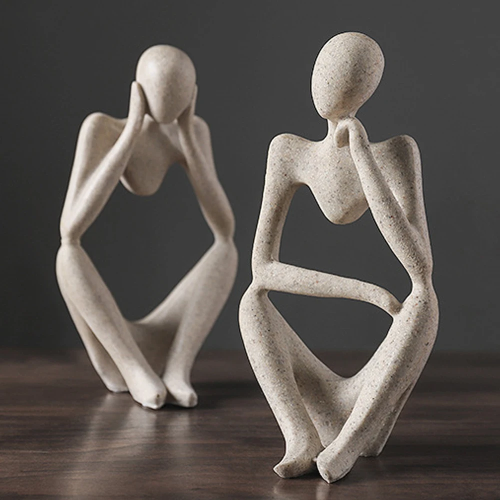 

Nordic Abstract Home Decoration Thinker Statue Resin Thinking Sculpture Ornaments Handmade Crafts Desktop Decoration