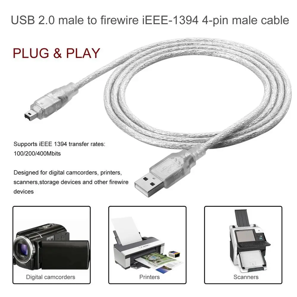 Кабель-Переходник USB 1 2 (штекер)/Firewire iEEE 0 (штекер) 1394 м | Электроника