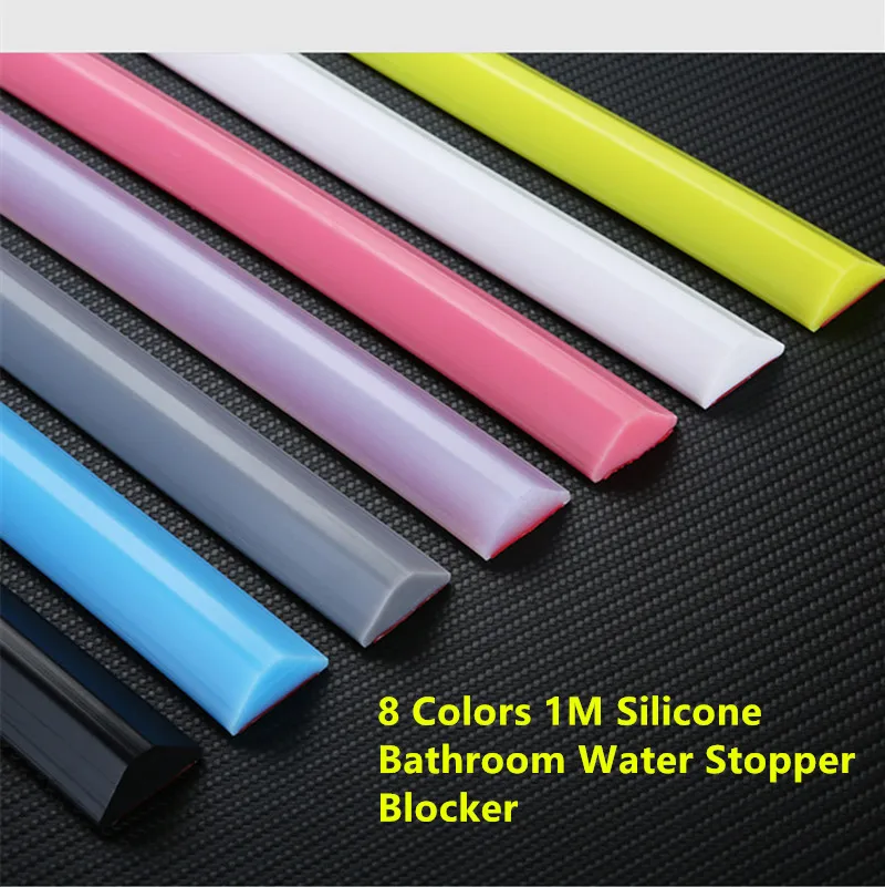 

8 Colors 1M Silicone Bathroom Water Stopper Blocker Shower Dam Dry and Wet Separation Flood Barrier Door Bottom Sealing Strip