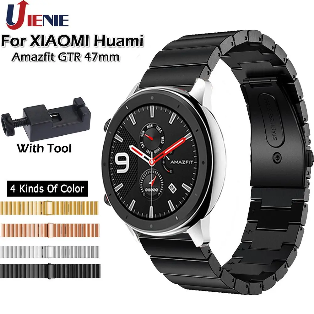 

Strap for Huami Amazfit GTR 47MM Bracelet Band 22mm Stainless Steel Wristband for Xiaomi Huami Amazfit Pace/Stratos 2 2s Correa