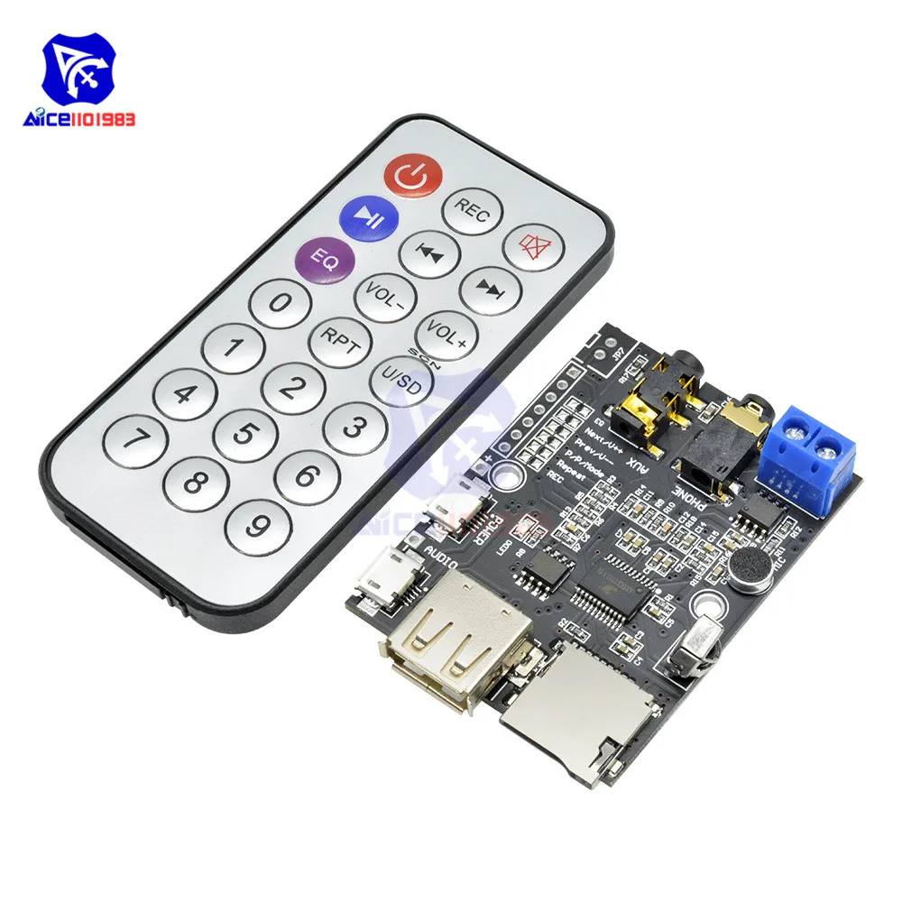 Плата усилителя diymore MP3 WMA WAV декодер с Micro USB 5 В 2 Вт карта TF U диск аудио AUX ИК пультом
