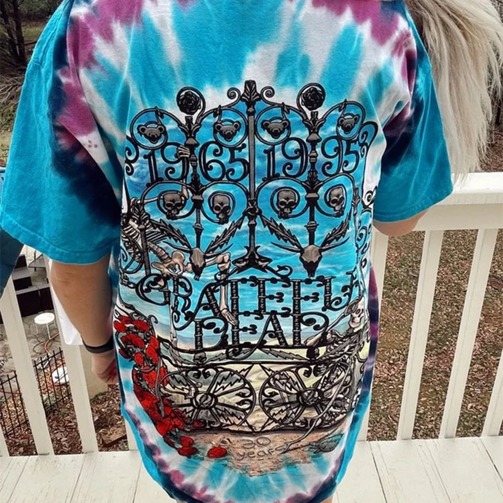 

Lugentolo Skull T Shirt Women Summer Print Short-sleeved Loose Large Size Round Neck Casual Tees