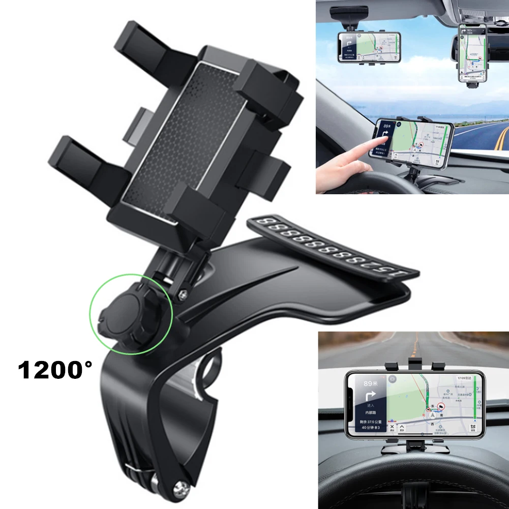 

Car Multifunctional Mobile Phone Bracket 360 Degree Sun Visor Mirror Dashboard Mount GPS Stand Phones Holder With Parking Card