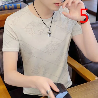

T-shirt men's Korean version of the self-cultivation 2020 spring half-sleeved embroidery mercerized cotton tide