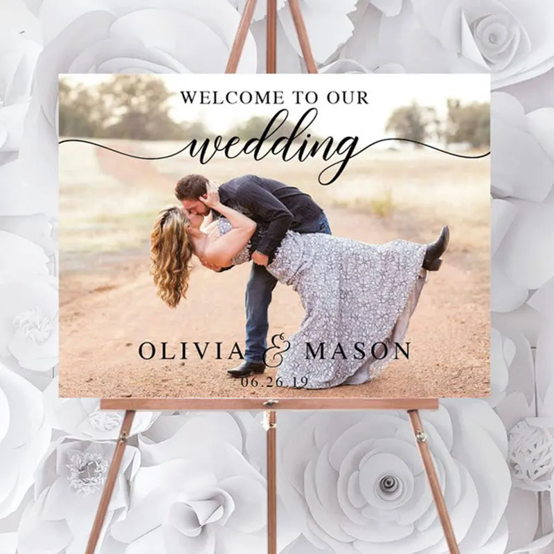 Свадебный знак приветствия с фотографией персонализированная доска Знак