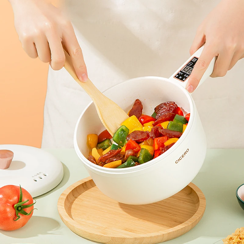 700W Electric Cooking Pot Portable Hot Rice Cooker Multicooker Ceramic Liner Smart Skillet Single/Double Layer 1.6L | Бытовая техника