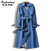 women 2021 new spring and autumn casual trench coat with sashes oversize double breasted vintage cloak overcoats windbreaker