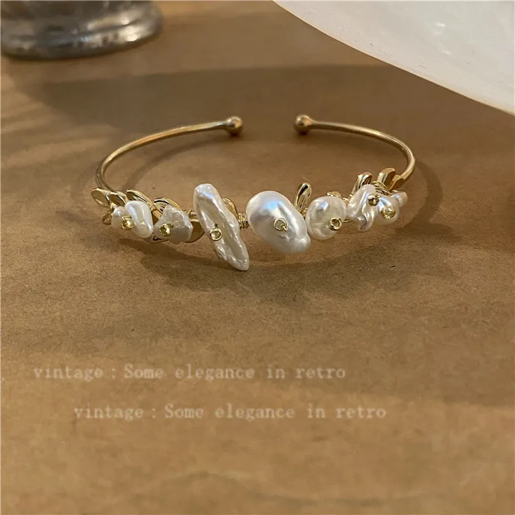 

Ladies Jewelry Crystal Bracelet Baroque Freshwater Pearl Bracelet ins14K Real Gold Vintage Bracelet Bracelet French Style