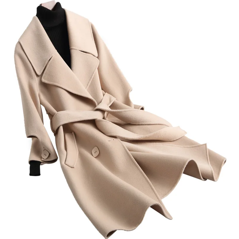 

Женское зимнее пальто на осень, новое шерстяное пальто 90%, женское высококачественное шерстяное пальто в клетку, пальто большого размера, ше...