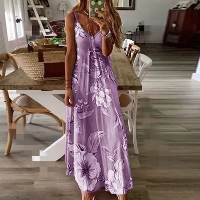 

Ladies Sexy Deep V-neck Cutout and Elegant Party Tie-dye Ruffled Long Skirt Fashionable Casual Long-sleeved Loose Beach Dress