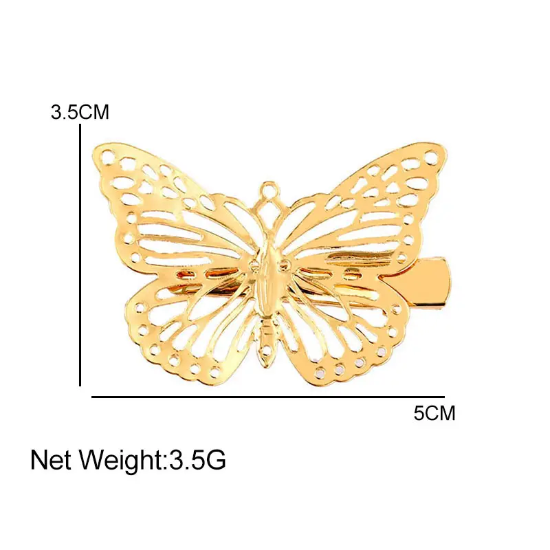 

Flatfoosie 2Pcs/Set New Trendy Gold Silver Color Hollow butterfly Hair Pins Wedding Hairpins Girls Barrette Hair Accessories