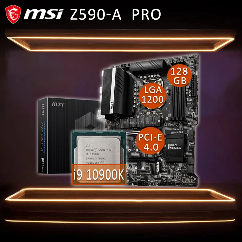 

Материнская плата MSI 1200 PRO, LGA Z590-A, с процессором Intel Core i9 10900K, комбинированная материнская плата DDR4 PCI-E 4,0 OC Intel Z590, новая, 1200