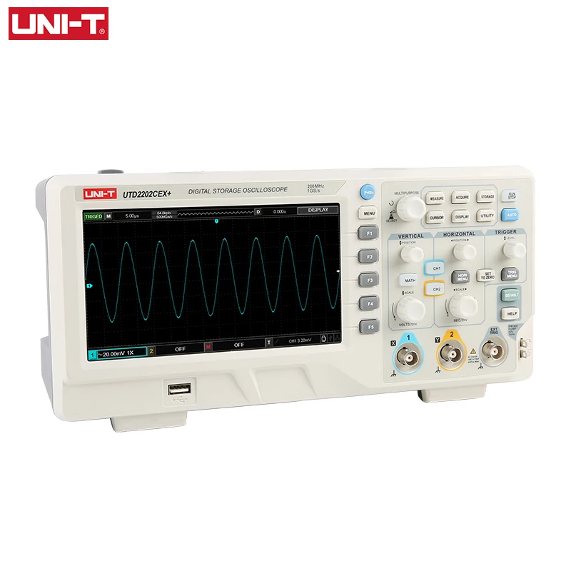 UNI-T цифровой осциллограф UTD2202CEX + 200 МГц USB 2 канала частота дискретизации 1 ГГц/с