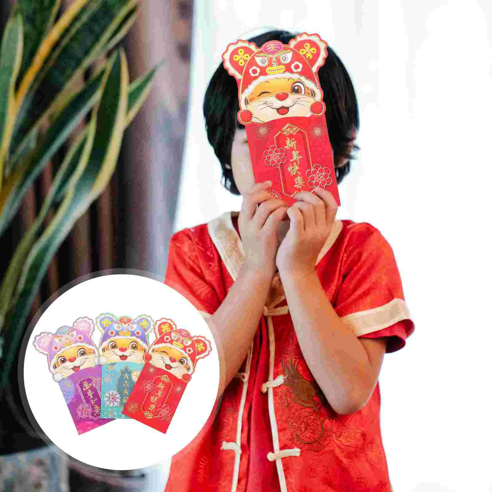 

3 Bags Tiger Year Red Envelopes Creative Money Pockets Spring Festival Red Packets