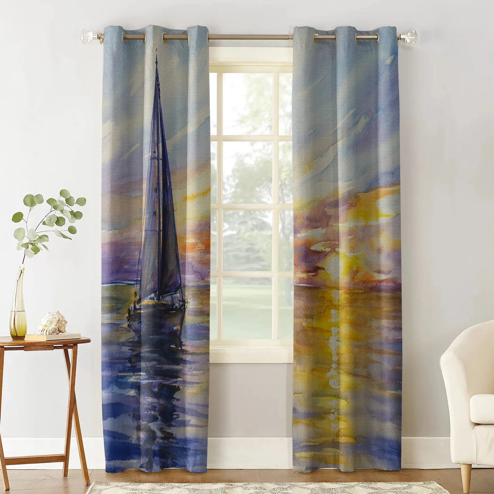 Морские парусные волны картина маслом оконные шторы домашний декор занавески