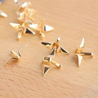 14k light gold bag gold thousand paper crane pendant for diy necklaces earrings accessories jewelry and hardware
