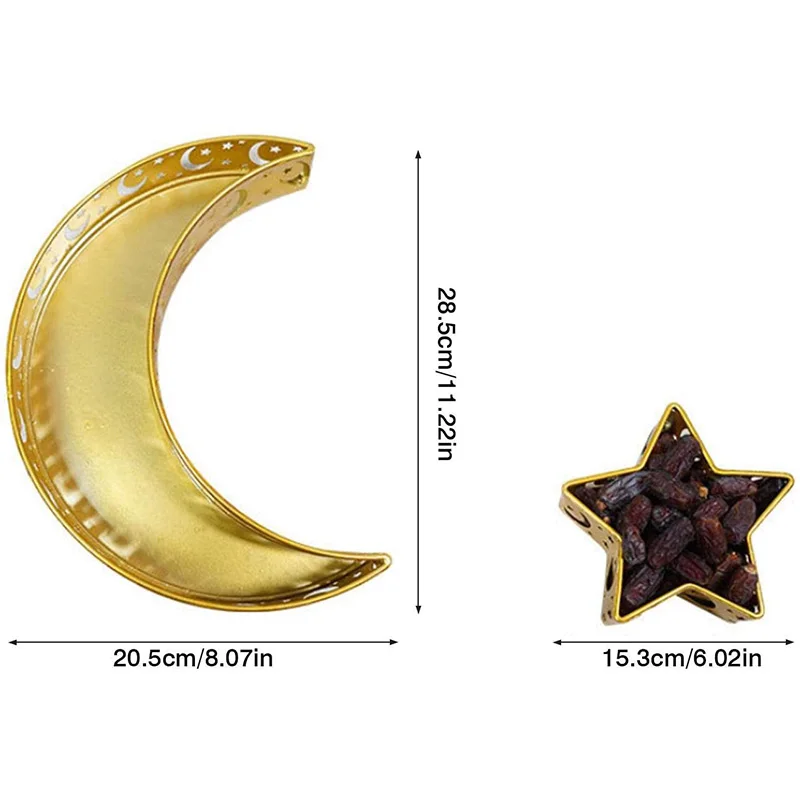 

Muslim Eid Food Tray Mubarak Moon Star Serving Plate Ornament Home Decoration Fruit Dessert Platter For Ramadan Party Festival