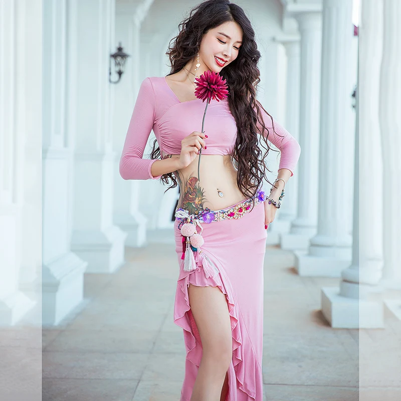 

Женский костюм для танца живота, с юбкой и длинным рукавом, модель WD39