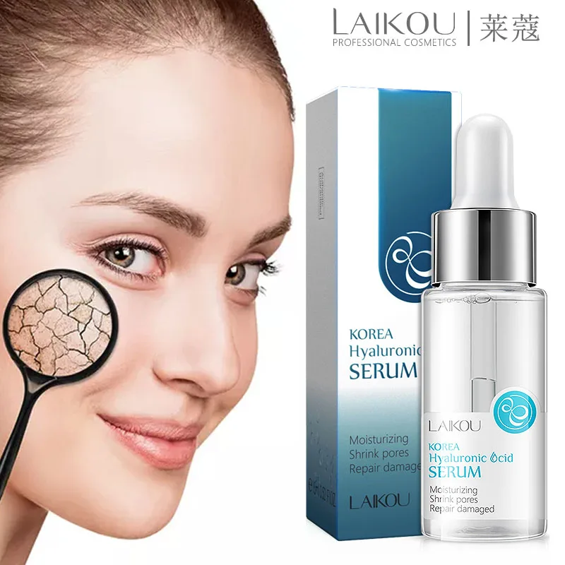 

LAIKOU Face Serum Hyaluronic Acid Moisturizing Facial Essence liquid Shrink Pores Whitening Brightening Tighten Skin Care 17ml