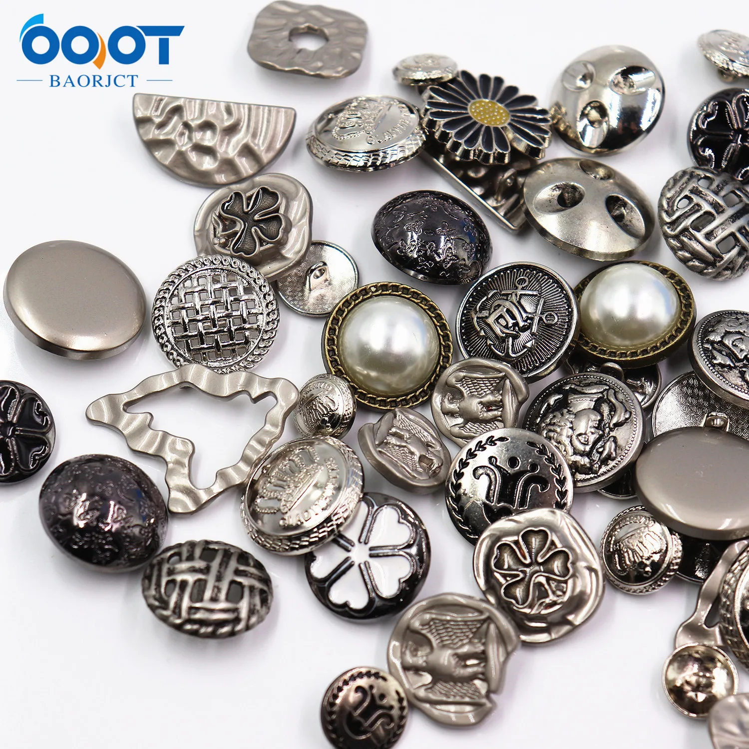 18565 черно-желто-серебристая Металлическая пуговица булавочная 50 различных