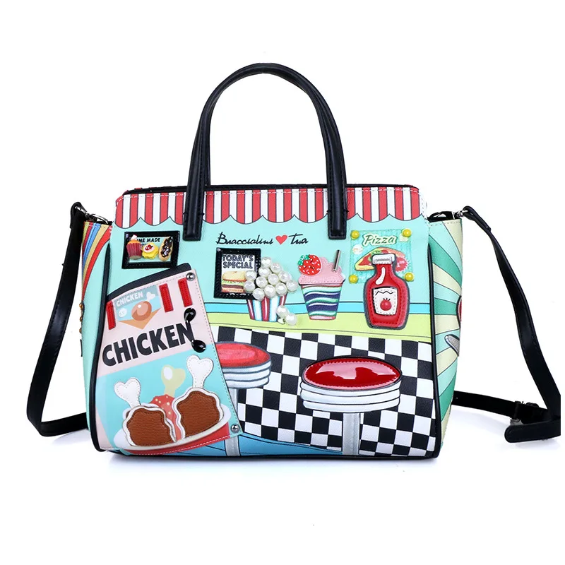 

Bags 2021New Women's Bag PU Leather Fashion Color Matching Embroidery Handbag All-match One-shoulder Diagonal Large-capacity Bag