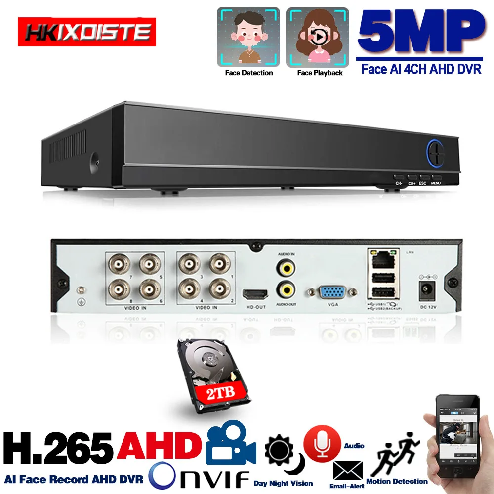 Видеорегистратор 5 в 1 4 канала 8 каналов AHD МП 3 Мп 1080P H.265 гибридный