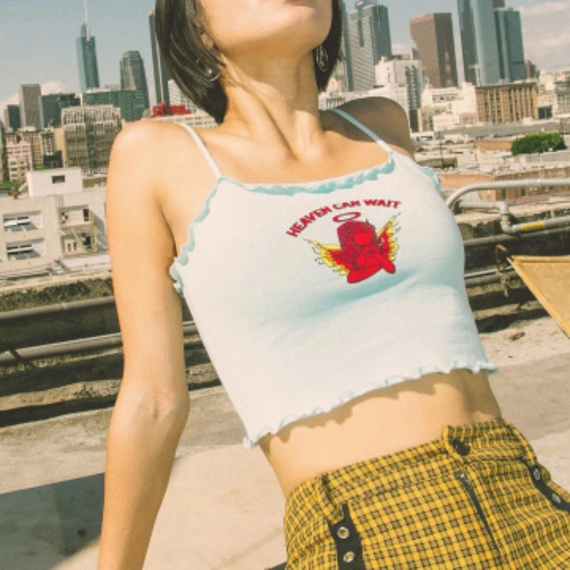 Милые женские майки Camis голубые с рисунком небесно голубого цвета размеры