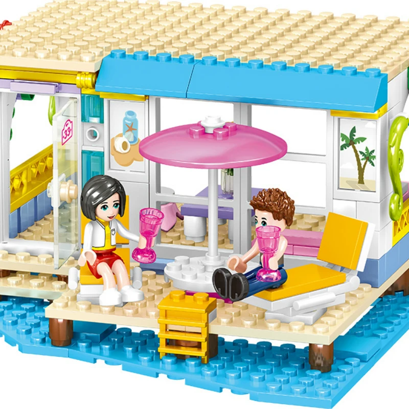 Друзья серии поп звезда дом строительные блоки с фигурами пляжная вилла кирпичи