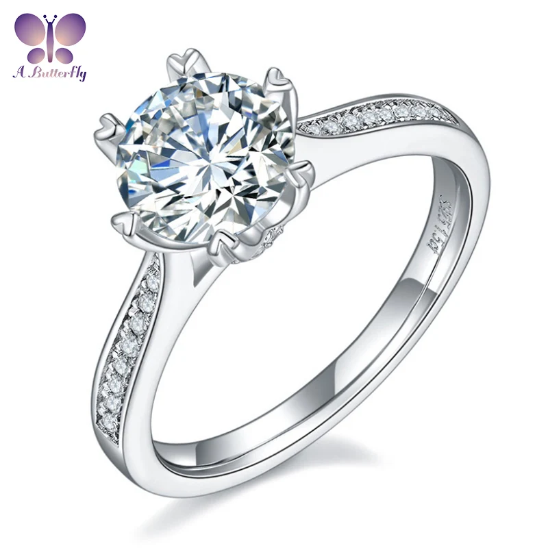 

100% 925 Sterling Silver Moissanite Ring 1.5 Ct Round Cut D Color Very Shiny Love Engagement Ring High Quality Jewelry