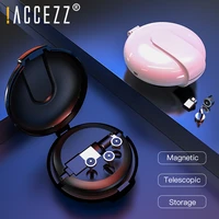 accezz 3 in 1 magnetic retractable usb for iphone 11 pro x 7 8 6 max samsung s9 type c micro usb cable portable bracket charger