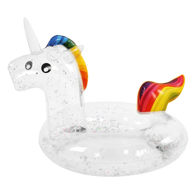 Glitter Ring Swimming Adult Pool Toys Mattress Transparent Water Swim Summer Flamingo Inflatable Bed Unicorn | Спорт и развлечения