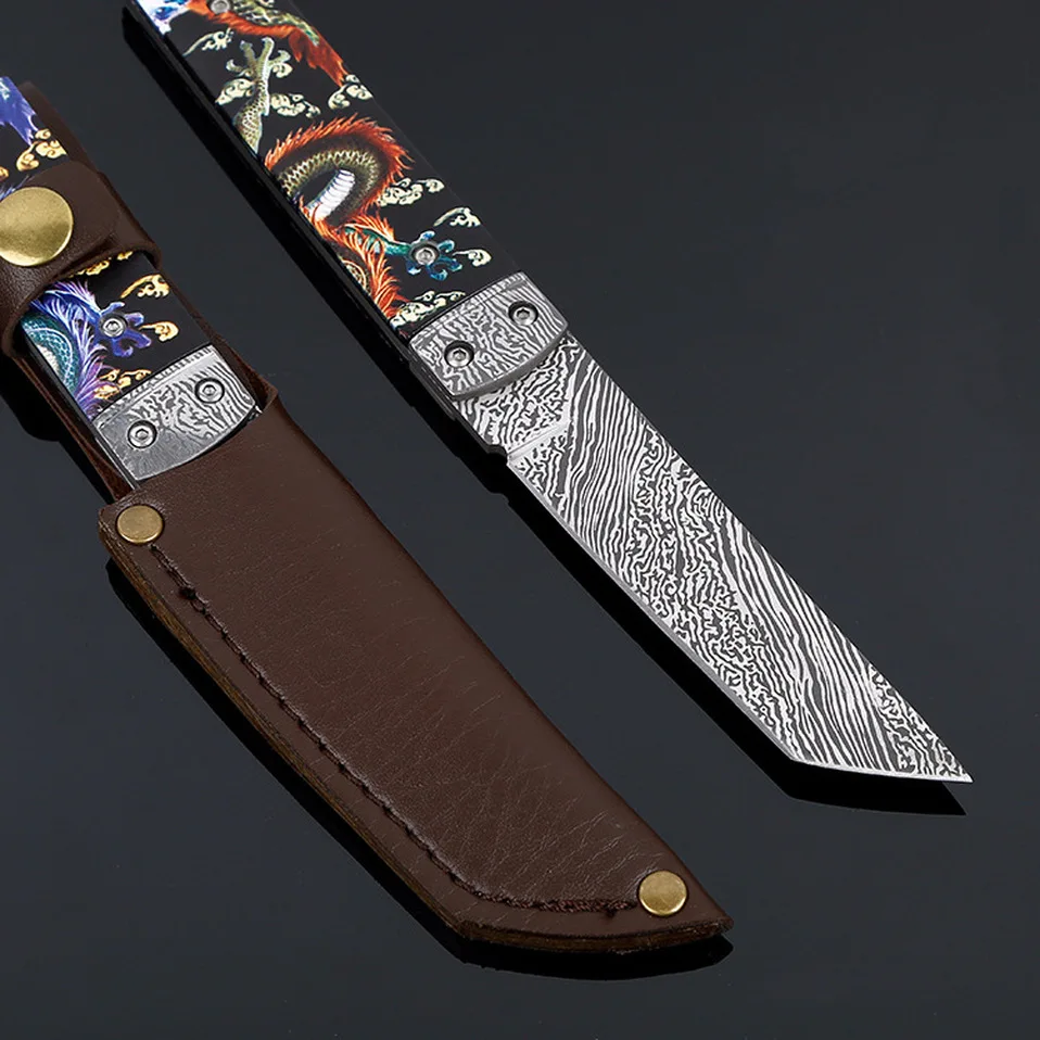 

High hardness sharp tactical knife camping outdoor tool 3D printing handle straight knife wilderness survival Straight knife