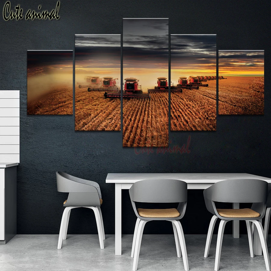 DIY Алмазная картина крестиком 5 панелей фермерская жизнь пейзаж 5D квадратные