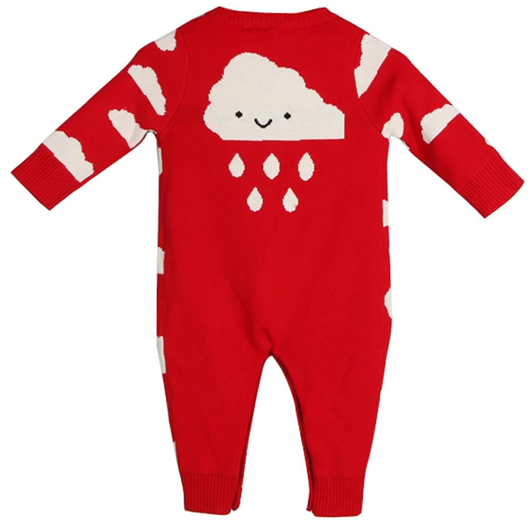 Вязаные Комбинезоны для маленьких девочек вязаные Осенние с облаками