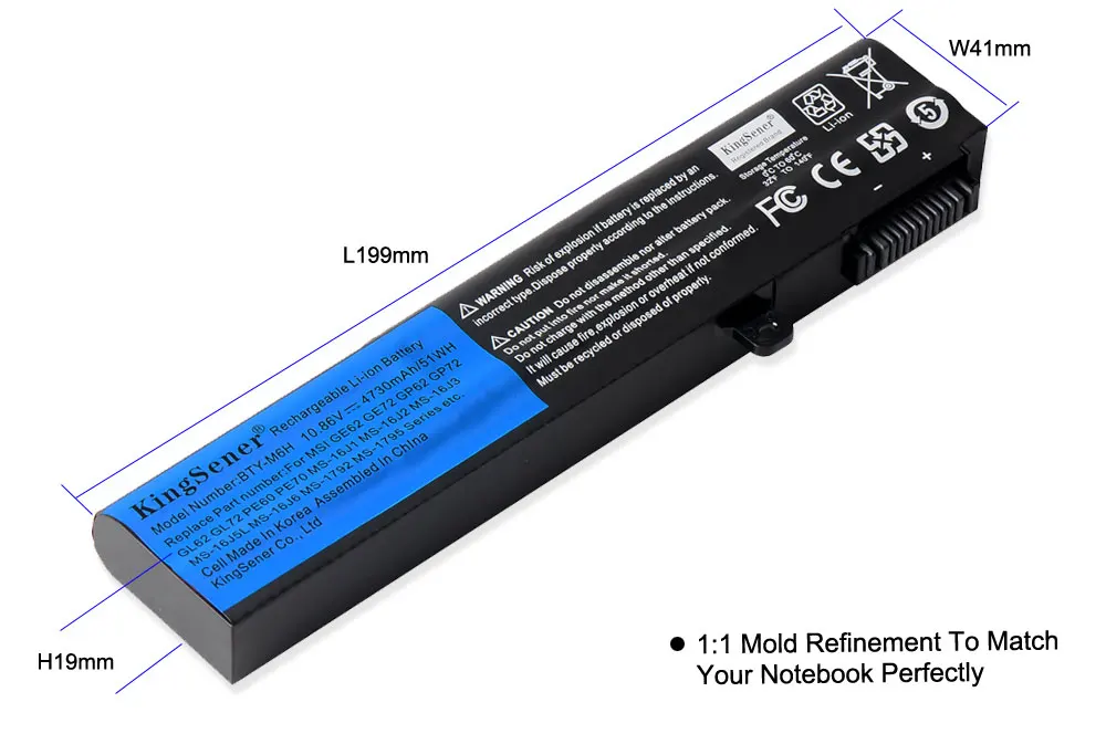 KingSener BTY-M6H ноутбук Батарея для MSI GE70 GP72MVR GL62VR GL62M GL72 GE72VR MS-16J3 MS-16J4 MS-16J6 MS-1792 MS-1795 MS-16J5L