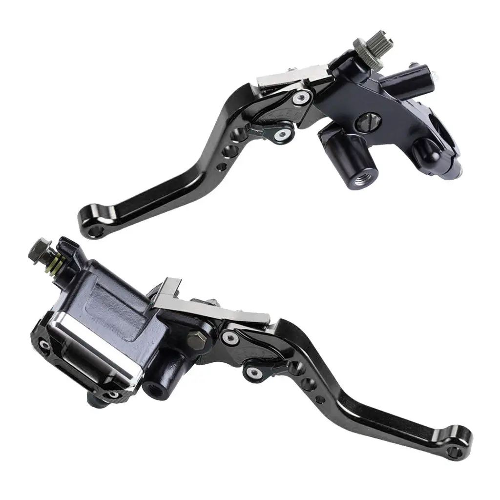 

1 Pair 7/8'' Universal Motorcycle Brake Clutch Master Cylinder Kit Reservoir Levers Set Replacement Parts, Black