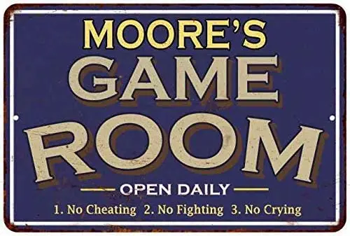 

JUCHen Moore'S Blue Game Room Metal Sign Aluminum Sign for Wall Plaque Poster Cafe Bar Pub Gift 8 X 12 INCH