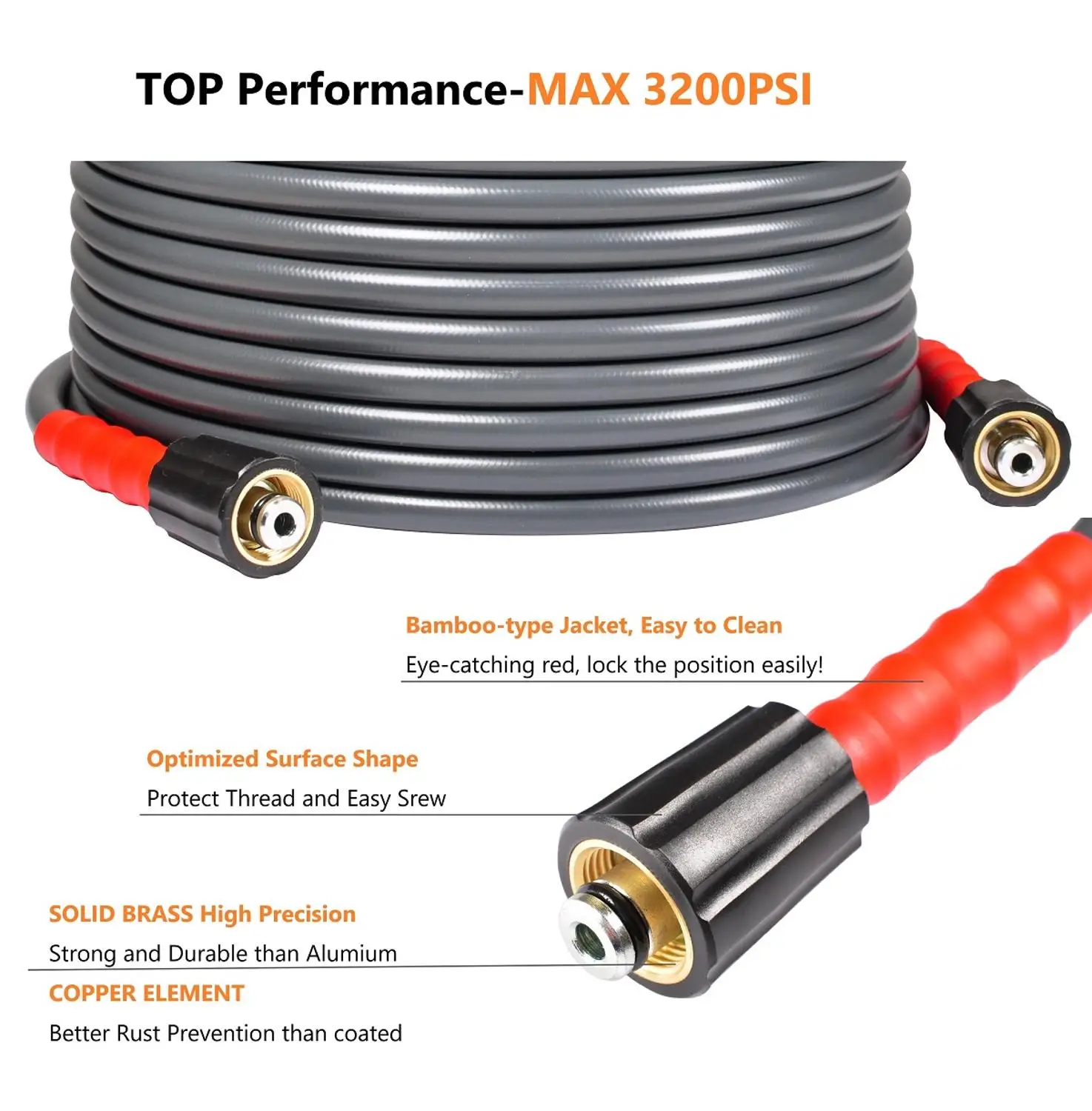 YAMATIC шланг для мойки давления 3200 PSI 25 футов 1/4 дюймов и горизонтальный насос 2900 2 3 GPM